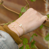 14 Karat Gold Plated CZ Heartbeat Friendship Bolo Bracelet