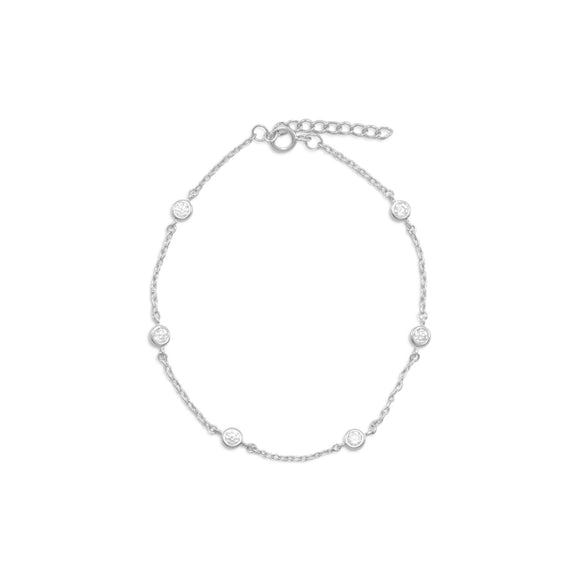 Claire Rhodium Plated CZ Anklet