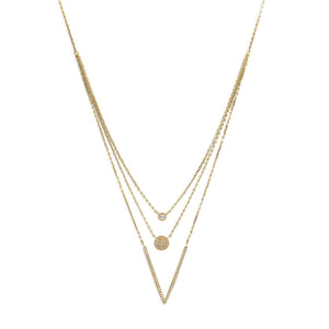 14 Karat Gold Plated Triple Strand Necklace with CZs