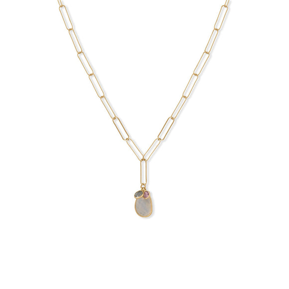 Genesis 14 Karat Gold Plated Charm Drop Necklace