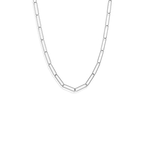 21" Rhodium Plated Paperclip Chain Necklace