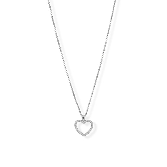 Heart Necklace Rhodium Plated