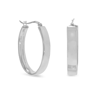 Flat 5.5mm Oval Hoop Earrings