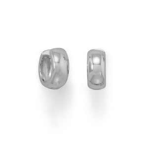 Rhodium Plated Huggie Hoop Earrings