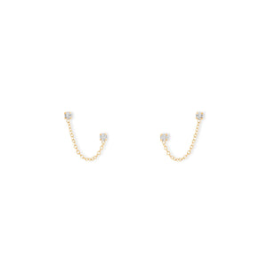 14 Karat Gold Double Post Crystal Earrings