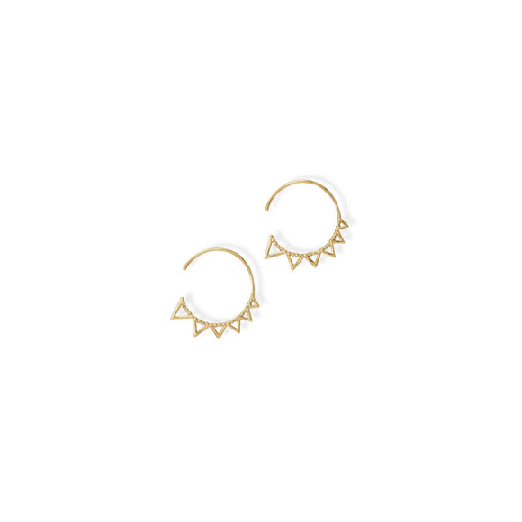 Beaded Sun 14 Karat Gold Plated 3/4 Circle Wire Earrings