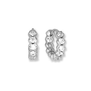 Rhodium Plated Hexagon Hoop Earrings