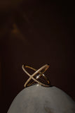 18 Karat Gold Plated Criss Cross 'X' Ring with Signity CZs