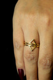 14 Karat Gold Plated Double Triangle Ring